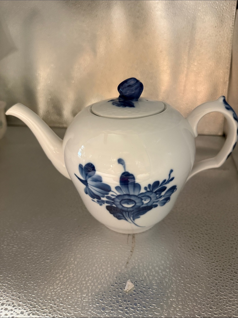 Vintage Royal Copenhagen Fine Porcelain Hand Painted Blue Floral Tea Pot